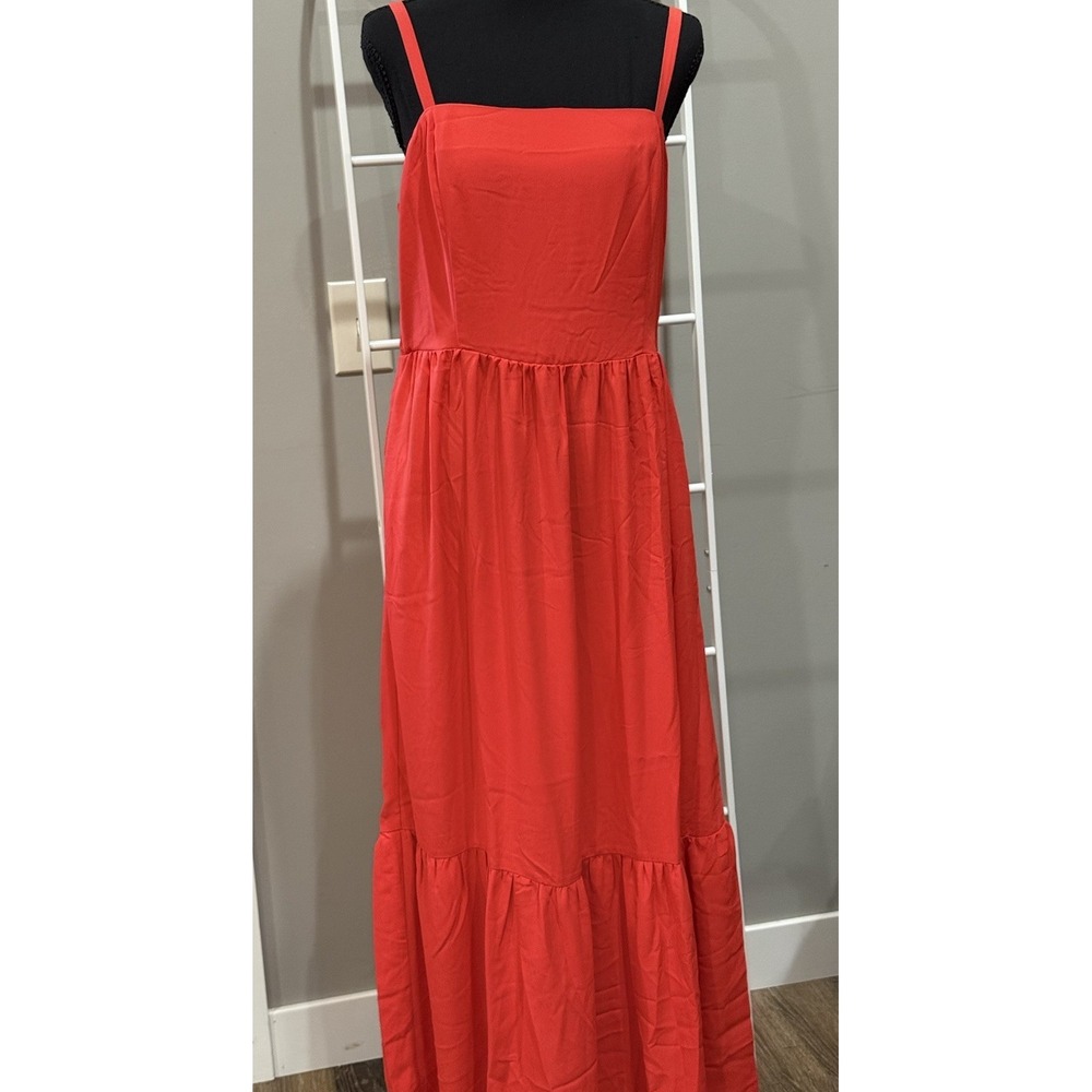 Nine Britton Red Smocked Sleeveless Maxi Dress L Cottagecore Boho Coastal Picnic